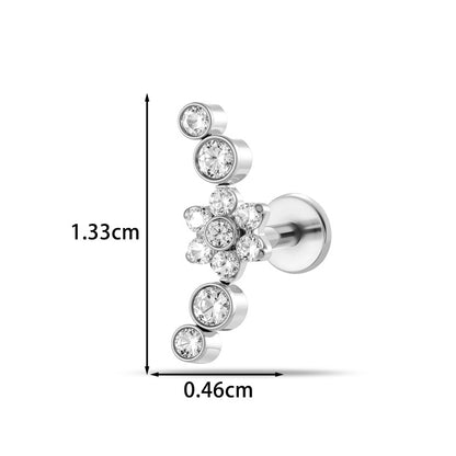 Implant Grade G23 Titanium Cartilage Stud Geometric CZ | Internal Thread 16G Helix Tragus Flat Back Earring