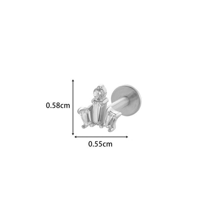 Implant Grade ASTM F136 Titanium Micro CZ Flat Back Stud | Internal Thread Cartilage & Lip Piercing Jewelry