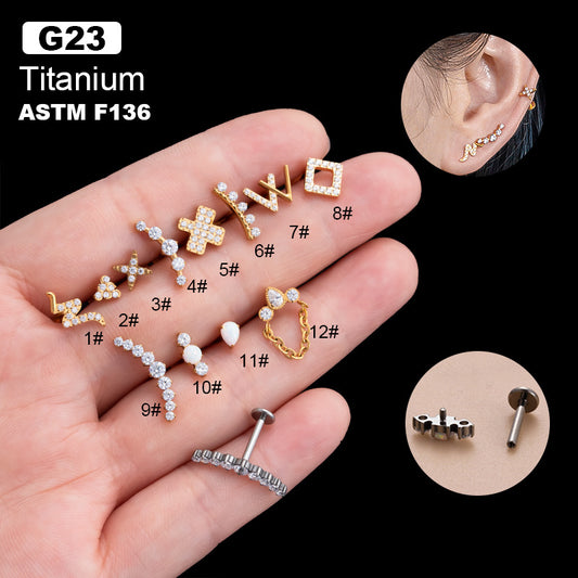 Titanium CZ Bars for Cartilage & Helix Piercing – Hypoallergenic Minimalist Stud