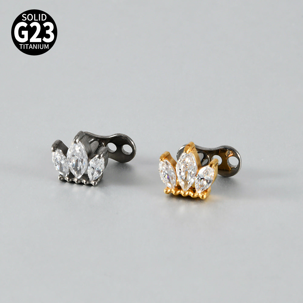 ASTM F136 Titanium Marquise Crown Microdermal Anchor – Elegant Surface Implant Jewelry