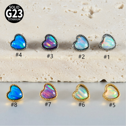 ASTM F136 Titanium Opal Heart Dermal – Minimal Collarbone Skin Implant Jewelry