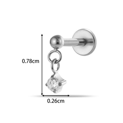 Implant Grade ASTM F136 Titanium Threadless Push Pin Zircon Geometric Flat Back Stud | Helix Cartilage Tragus Lip Piercing Jewelry