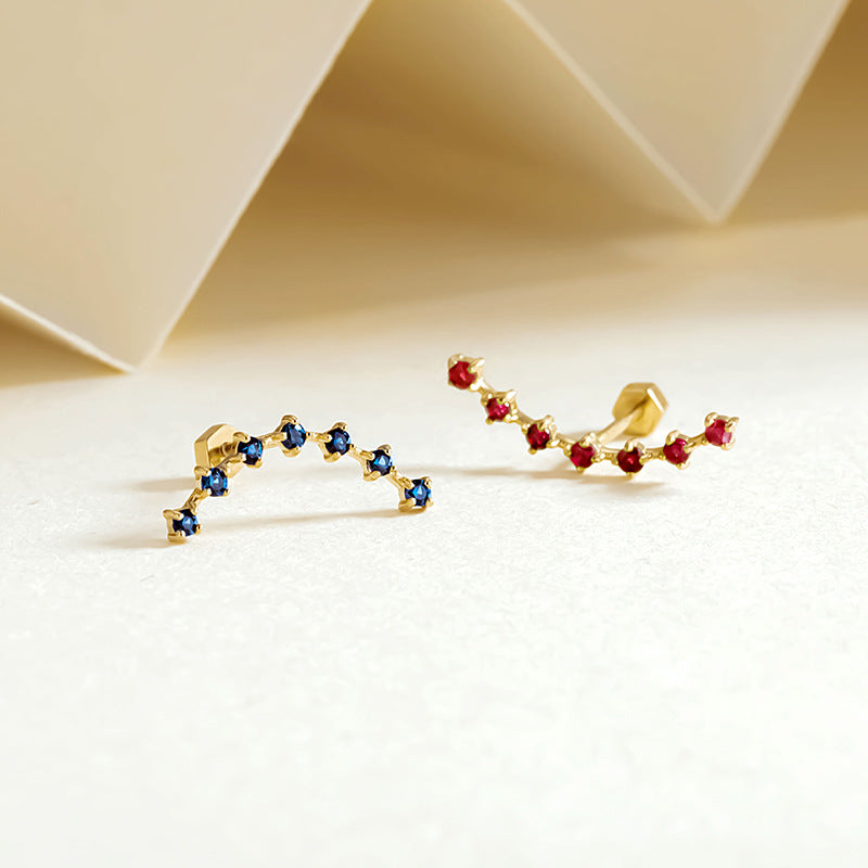 14K Solid Gold Ruby Piercing Stud – Single Helix/Cartilage Earring for Women