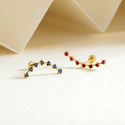 14K Solid Gold Ruby Piercing Stud – Single Helix/Cartilage Earring for Women