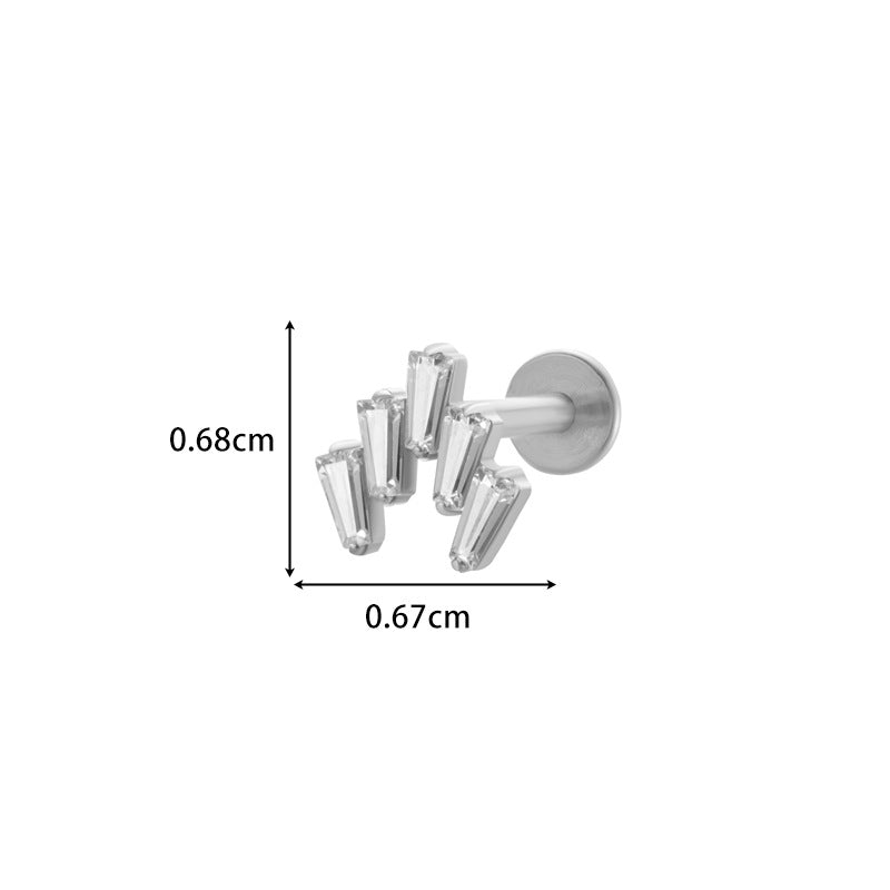 Implant Grade ASTM F136 Titanium Micro CZ Flat Back Stud | Internal Thread Cartilage & Lip Piercing Jewelry