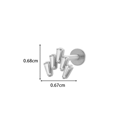 Implant Grade ASTM F136 Titanium Micro CZ Flat Back Stud | Internal Thread Cartilage & Lip Piercing Jewelry