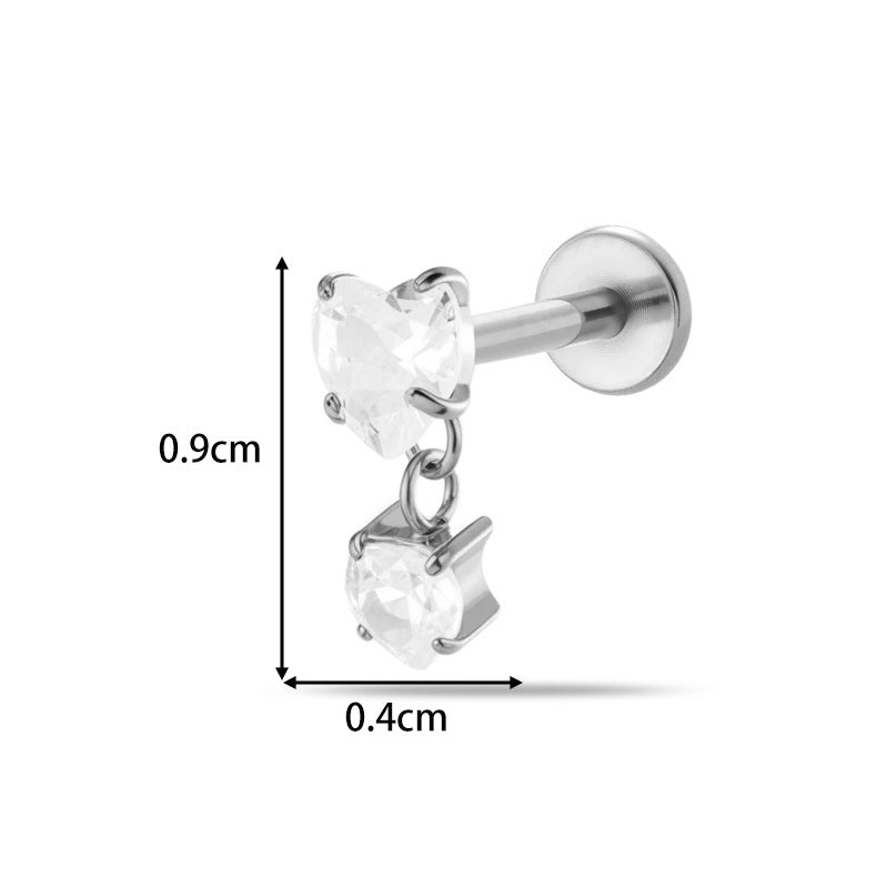 Implant Grade ASTM F136 Titanium Threadless Push Pin Zircon Geometric Flat Back Stud | Helix Cartilage Tragus Lip Piercing Jewelry