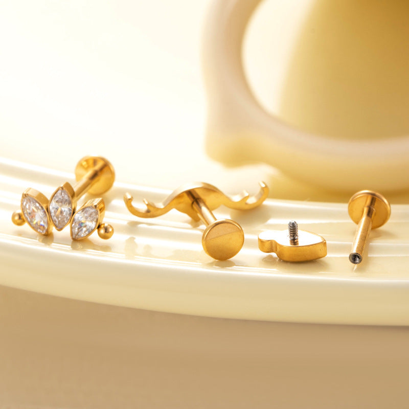 Titanium Zircon Piercing Stud – Hypoallergenic Flat Back Earring for Cartilage & Lobe