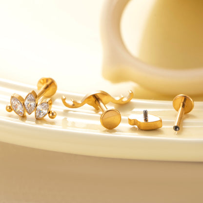 Titanium Zircon Piercing Stud – Hypoallergenic Flat Back Earring for Cartilage & Lobe