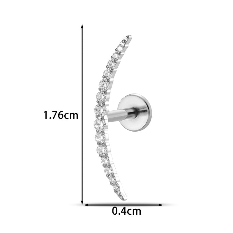 Implant Grade G23 Titanium Cartilage Stud Geometric CZ | Internal Thread 16G Helix Tragus Flat Back Earring
