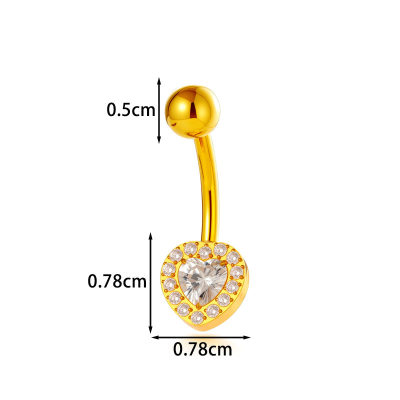 Titanium CZ Heart Navel Ring – G23/F136 Belly Button Piercing