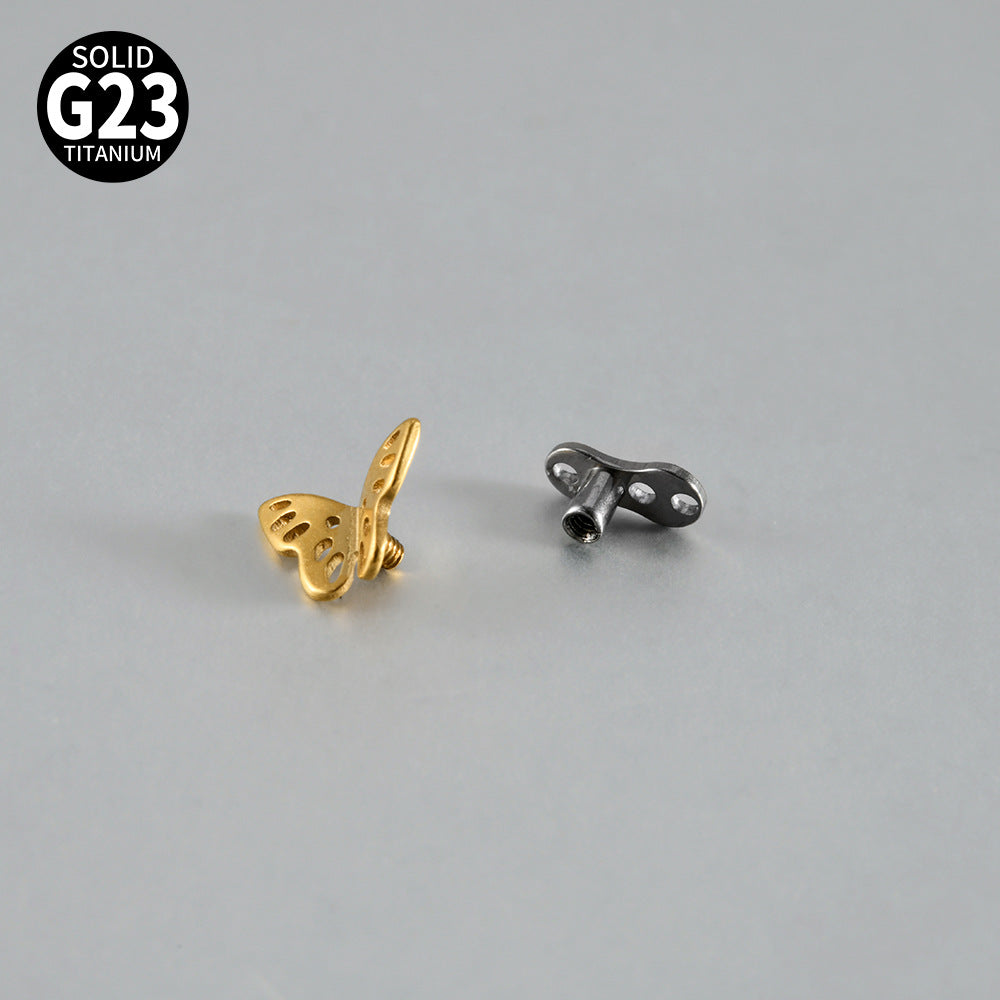 ASTM F136 Titanium Multi-Hole Hollow Butterfly Dermal Anchor Implant – Elegant Skin Implant Piercing Jewelry