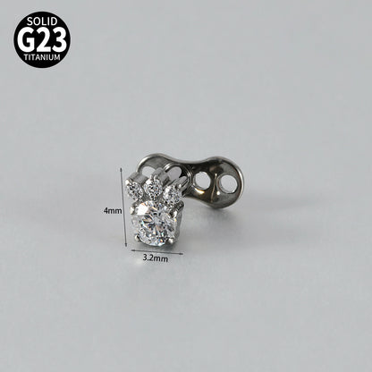 Cute Paw Print CZ Microdermal – ASTM F136 Titanium Surface Implant Jewelry