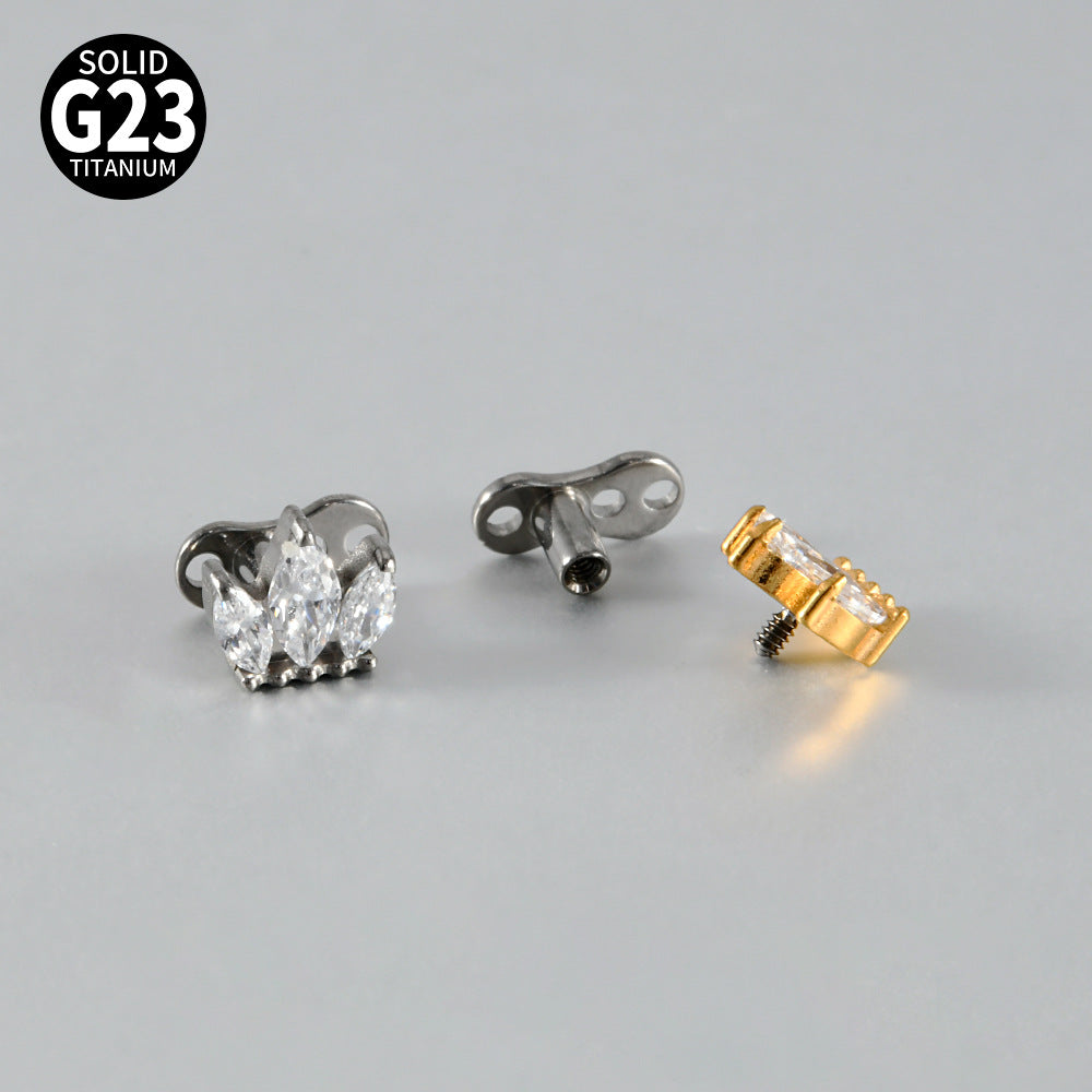ASTM F136 Titanium Marquise Crown Microdermal Anchor – Elegant Surface Implant Jewelry
