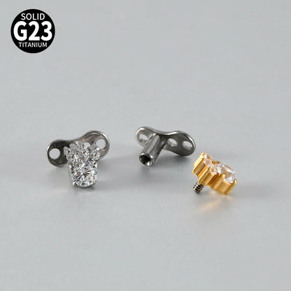 Cute Paw Print CZ Microdermal – ASTM F136 Titanium Surface Implant Jewelry