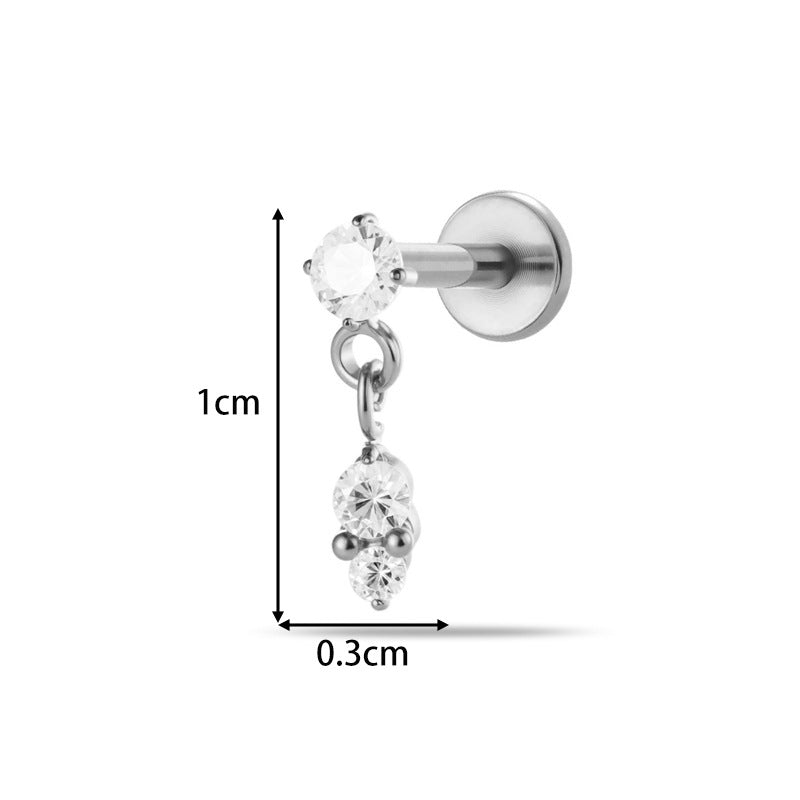 Implant Grade ASTM F136 Titanium Threadless Push Pin Zircon Geometric Flat Back Stud | Helix Cartilage Tragus Lip Piercing Jewelry