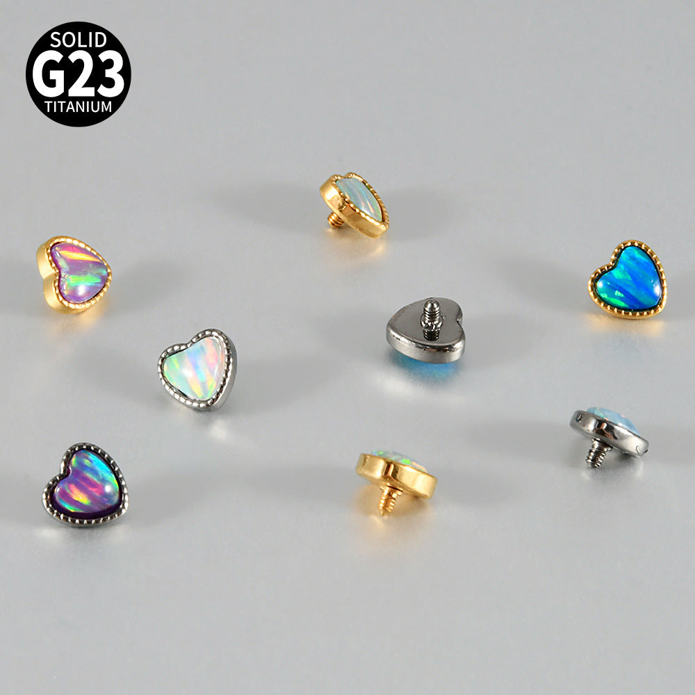 ASTM F136 Titanium Opal Heart Dermal – Minimal Collarbone Skin Implant Jewelry