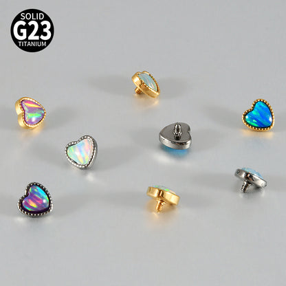ASTM F136 Titanium Opal Heart Dermal – Minimal Collarbone Skin Implant Jewelry