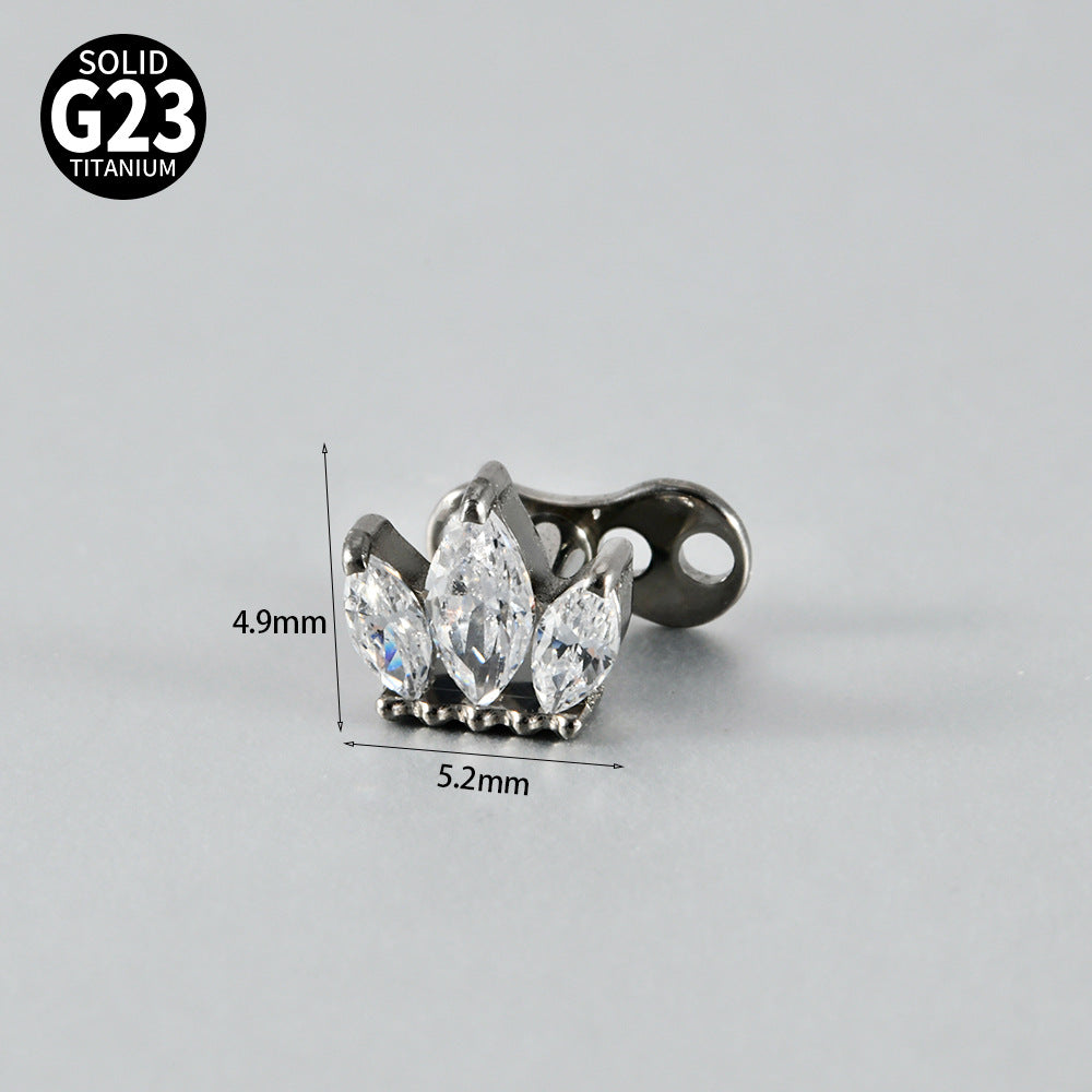 ASTM F136 Titanium Marquise Crown Microdermal Anchor – Elegant Surface Implant Jewelry