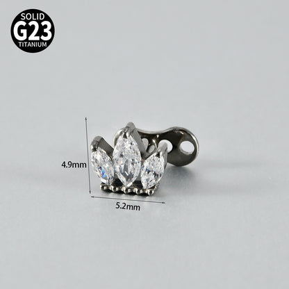 ASTM F136 Titanium Marquise Crown Microdermal Anchor – Elegant Surface Implant Jewelry
