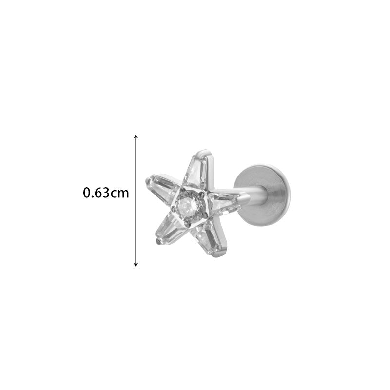 Implant Grade ASTM F136 Titanium Micro CZ Flat Back Stud | Internal Thread Cartilage & Lip Piercing Jewelry
