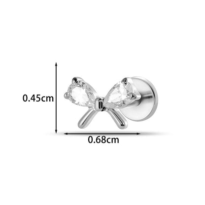 Implant Grade G23 Titanium Cartilage Stud Geometric CZ | Internal Thread 16G Helix Tragus Flat Back Earring