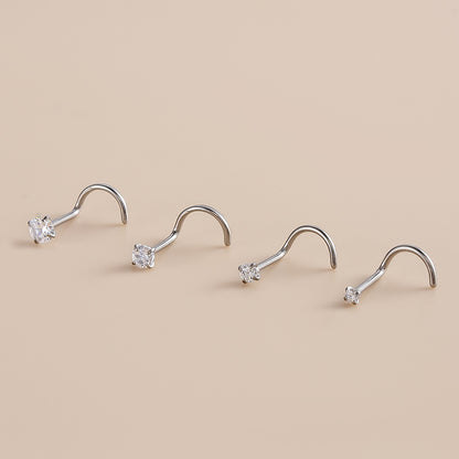 F136 Titanium Zircon Nose Stud | S-Shaped Rod Nose Piercing Jewelry | Fashionable & Durable