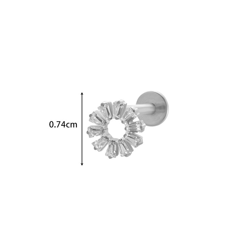 Implant Grade ASTM F136 Titanium Micro CZ Flat Back Stud | Internal Thread Cartilage & Lip Piercing Jewelry