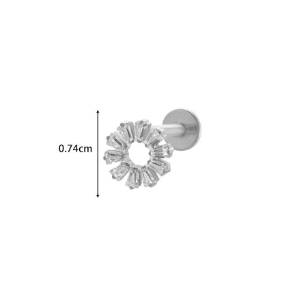 Implant Grade ASTM F136 Titanium Micro CZ Flat Back Stud | Internal Thread Cartilage & Lip Piercing Jewelry