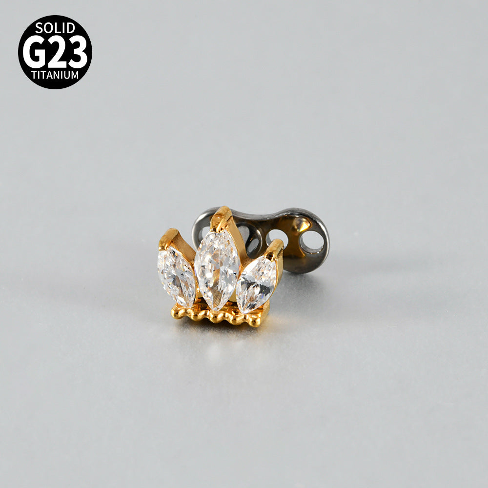 ASTM F136 Titanium Marquise Crown Microdermal Anchor – Elegant Surface Implant Jewelry