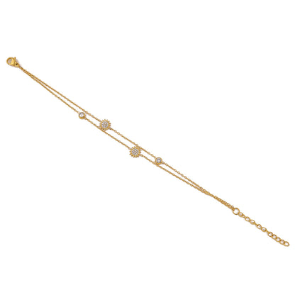 18K Gold Plated Titanium Steel Double-Layer Crystal Bracelet Set – Star and Moon Pendant Design