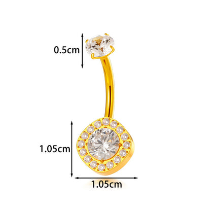 Titanium CZ Heart Navel Ring – G23/F136 Belly Button Piercing