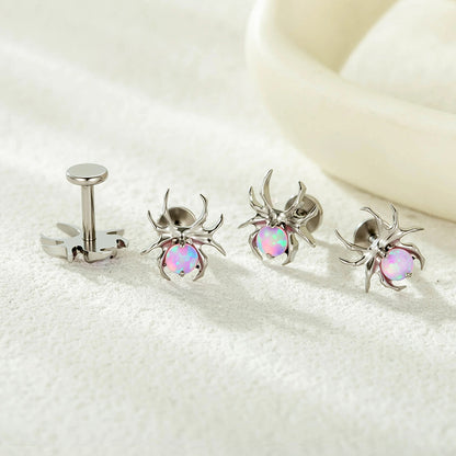 G23/F136 Titanium Opal Spider Labret Stud – 1.2×8MM Internally Threaded Cartilage Piercing Jewelry | Hypoallergenic Lip & Ear Piercing