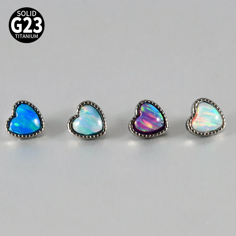 ASTM F136 Titanium Opal Heart Dermal – Minimal Collarbone Skin Implant Jewelry