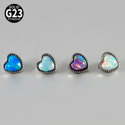 ASTM F136 Titanium Opal Heart Dermal – Minimal Collarbone Skin Implant Jewelry
