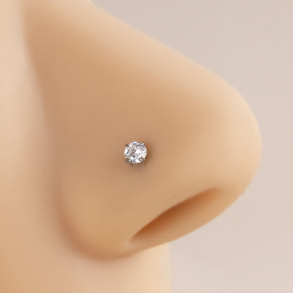 F136 Titanium Zircon Nose Stud | S-Shaped Rod Nose Piercing Jewelry | Fashionable & Durable