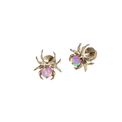 G23/F136 Titanium Opal Spider Labret Stud – 1.2×8MM Internally Threaded Cartilage Piercing Jewelry | Hypoallergenic Lip & Ear Piercing