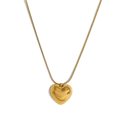 Vintage Heart-Shaped Necklace Set – 18K Gold Plated Titanium Steel Heart Design