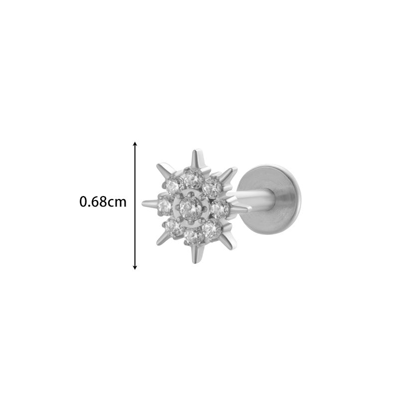 Implant Grade ASTM F136 Titanium Micro CZ Flat Back Stud | Internal Thread Cartilage & Lip Piercing Jewelry