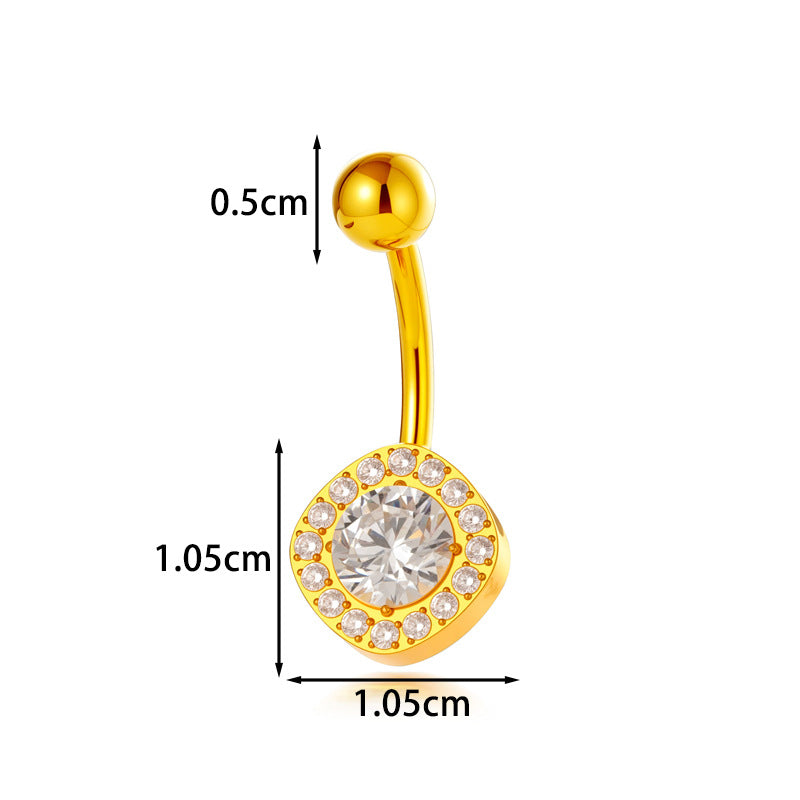 Titanium CZ Heart Navel Ring – G23/F136 Belly Button Piercing