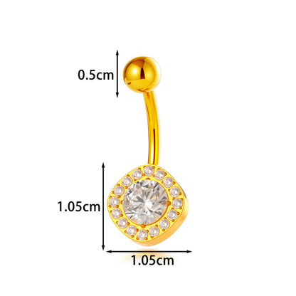 Titanium CZ Heart Navel Ring – G23/F136 Belly Button Piercing