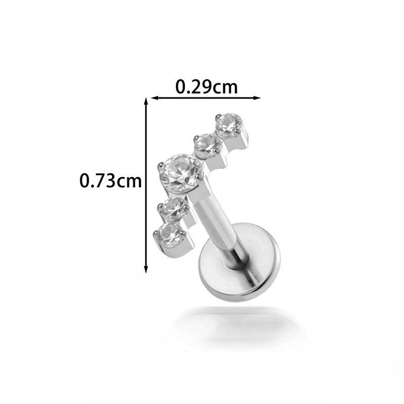 Implant Grade G23 Titanium Labret Stud – Snake Leaf CZ Flat Back Ear & Lip Piercing ASTM F136 Jewelry
