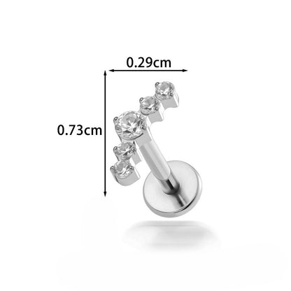 Implant Grade G23 Titanium Labret Stud – Snake Leaf CZ Flat Back Ear & Lip Piercing ASTM F136 Jewelry