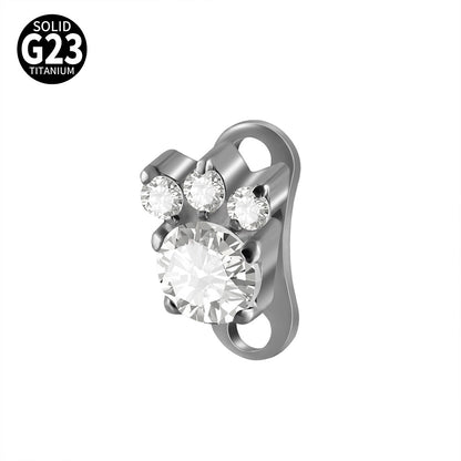 Cute Paw Print CZ Microdermal – ASTM F136 Titanium Surface Implant Jewelry