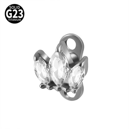 ASTM F136 Titanium Marquise Crown Microdermal Anchor – Elegant Surface Implant Jewelry