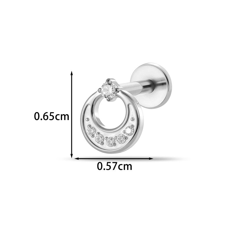 Implant Grade G23 Titanium Cartilage Stud Geometric CZ | Internal Thread 16G Helix Tragus Flat Back Earring