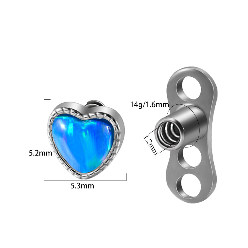 ASTM F136 Titanium Opal Heart Dermal – Minimal Collarbone Skin Implant Jewelry