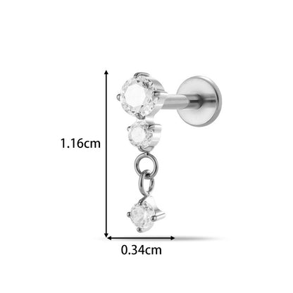 Implant Grade ASTM F136 Titanium Threadless Push Pin Zircon Geometric Flat Back Stud | Helix Cartilage Tragus Lip Piercing Jewelry