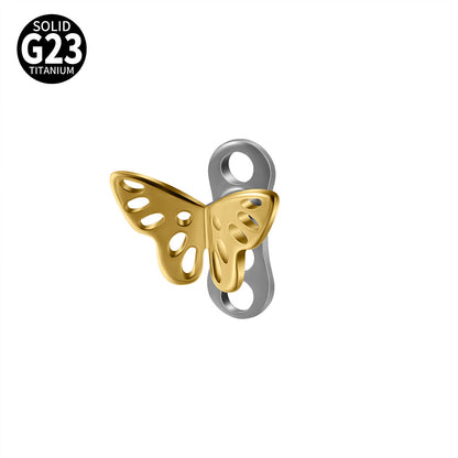 ASTM F136 Titanium Multi-Hole Hollow Butterfly Dermal Anchor Implant – Elegant Skin Implant Piercing Jewelry