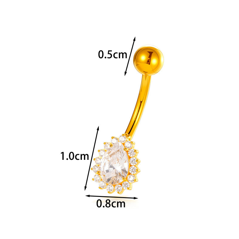Titanium CZ Heart Navel Ring – G23/F136 Belly Button Piercing